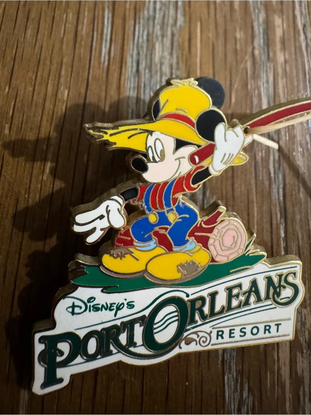 Disney Mickey Mouse fishing pin brooch from Disney's Port Orleans Resort, 2007